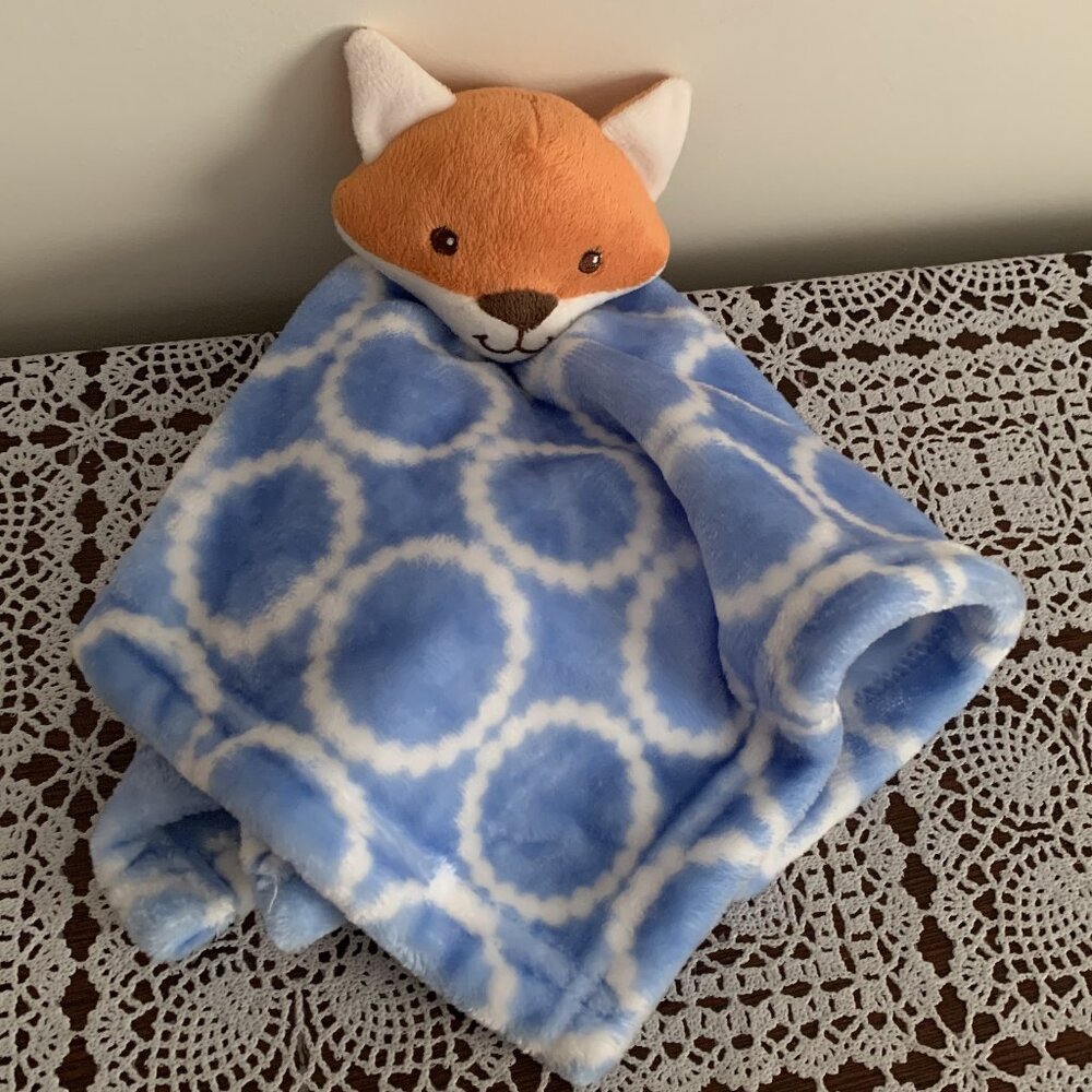 HB Brand Blue Fox Lovey Security Blankie Baby Blanket Soothing 15 Inch Fleece